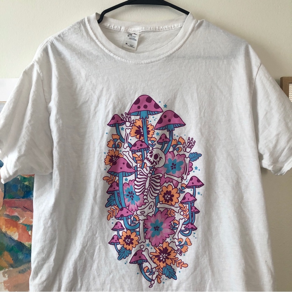 ❤️ Fairy Grunge T-shirt - Skeleton Mushrooms Flowers Shirt